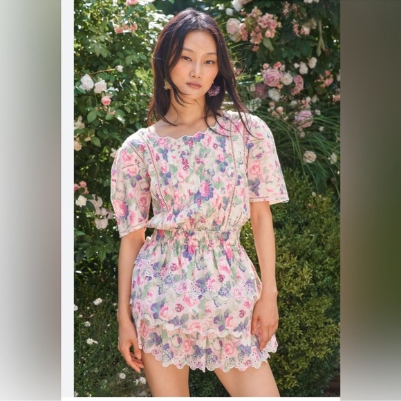 LoveShackFancy Mavis‎ Floral Mini Dress NWT Medium - Picture 1 of 12
